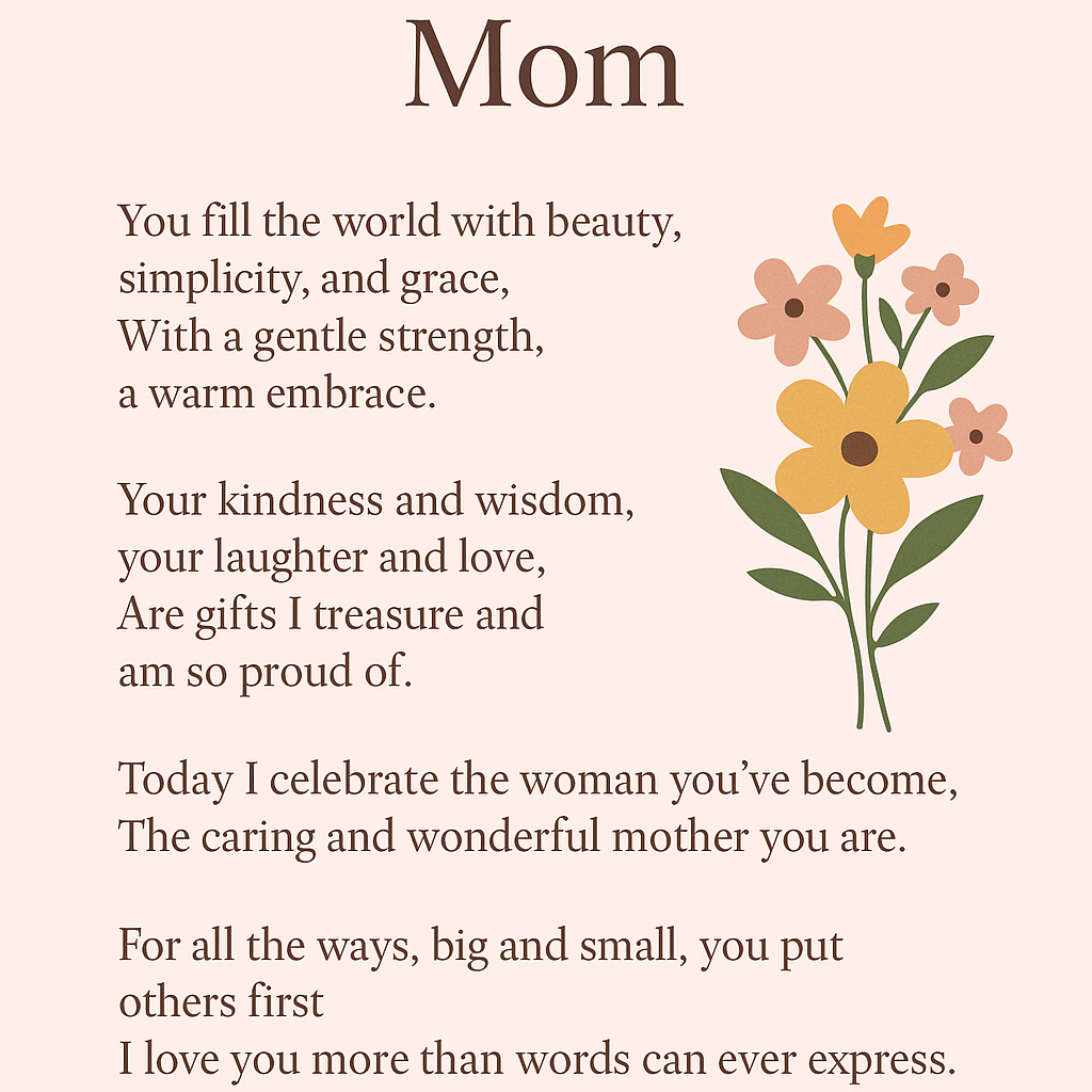 To the One Who Made Me, Me – A Heartfelt Mother’s Day Poem Card (Printable)